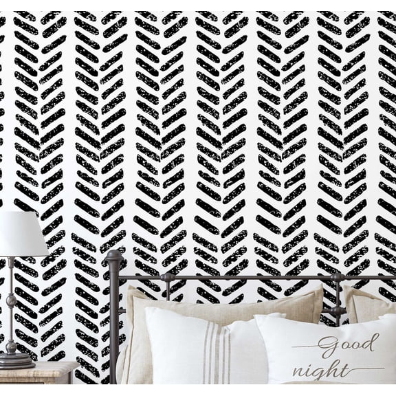 S4Sassy Peel & Stick Textured Vinyl Wallpaper, Distressed Geometric Print Contact Paper Waterproof - Black, 25"x120", Removable Modern Wall Covering for Home Decor in Bedrooms & Living, Renter Spaces