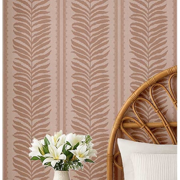 S4Sassy Peel & Stick Textured Vinyl Wallpaper, Urban Chic Fern Stripe Print Contact Paper Waterproof - Brown, 25"X 60", Removable Modern Wall Covering For Home Decor In Bedrooms & Living Areas