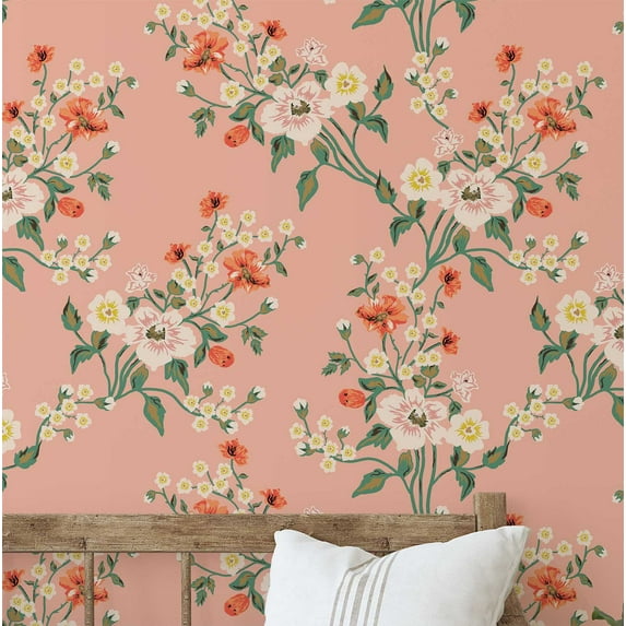 S4Sassy Peel & Stick Vinyl Wallpaper, Blossom Wallpaper Contact Paper Waterproof - Peach, 25"x360" ,Removable Wall Covering for Home Decor in Bedrooms, Renter Spaces, Cabinets