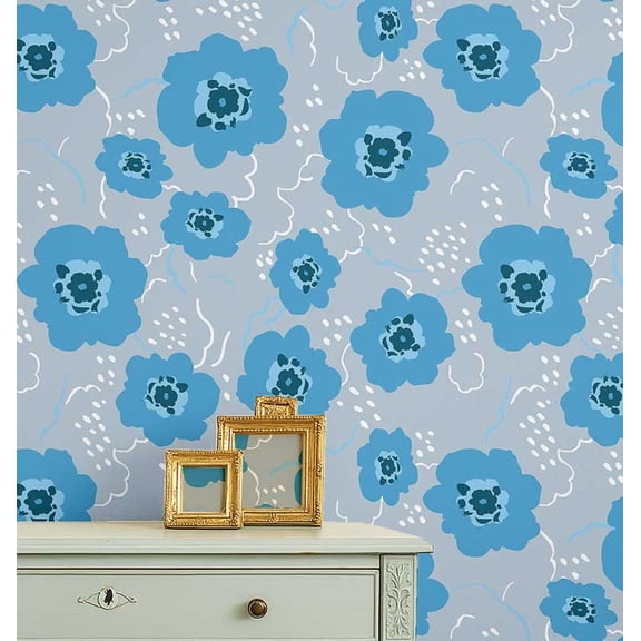 S4Sassy Peel & Stick Vinyl Wallpaper, Bold Floral Print Wallpaper Contact Paper Waterproof - Gray, 25"x360" ,Removable Walls Covering for Kids room wall decor, Baby Room, Playroom