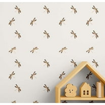 S4Sassy Peel & Stick Vinyl Wallpaper, Chic Dragonfly Print Wallpaper Contact Paper Waterproof - Beige, 25"x120" ,Removable Wall Covering for Kids room wall decor, Baby Room, Playroom