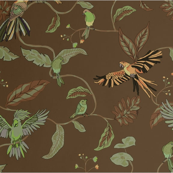 S4Sassy Peel & Stick Vinyl Wallpaper, Chic Exotic Bird Wallpaper Contact Paper Waterproof - Brown, 25"x60" ,Removable Wall Covering for Home Decor in Bedrooms, Renter Spaces, Cabinet