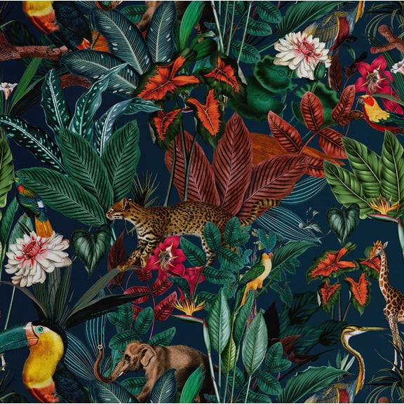 S4Sassy Peel & Stick Vinyl Wallpaper, Chic Exotic Jungle Safari Wallpaper Contact Paper Waterproof - Multi, 25"x360", Removable Wall Covering for Home Decor in Bedrooms, Renter Spaces
