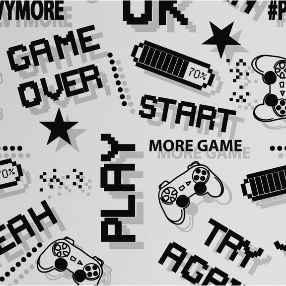 S4Sassy Peel & Stick Vinyl Wallpaper, Chic Game Console Print Wallpaper Contact Paper Waterproof- Black, 25"x240",Removable Wall Covering for Kids room wall decor, Baby Room, Playroom