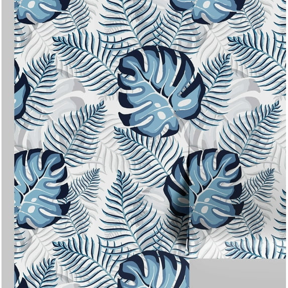 S4Sassy Peel & Stick Vinyl Wallpaper, Chic Monstera Jungle Wallpaper Contact Paper Waterproof - Blue, 25"x60", Textured Removable Wall Covering for Bedrooms & Living Areas, Renter Spaces, Cabinets
