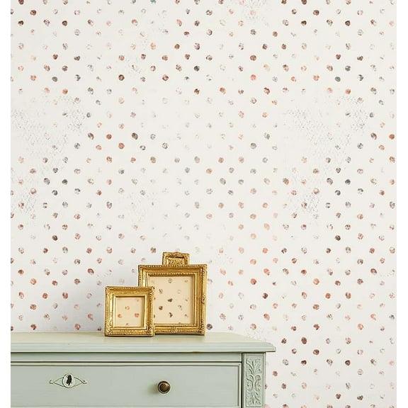 S4Sassy Peel & Stick Vinyl Wallpaper, Chic Polka Dot Print Wallpaper Contact Paper Waterproof - White, 25"x120" ,Removable Wall Covering for Kids room wall decor, Baby Room, Playroom