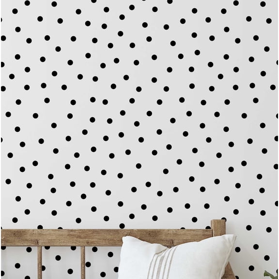 S4Sassy Peel & Stick Vinyl Wallpaper, Chic Polka Dot Print Wallpaper Contact Paper Waterproof - White, 25"x360" ,Removable Wall Covering for Kids room wall decor, Baby Room, Playroom