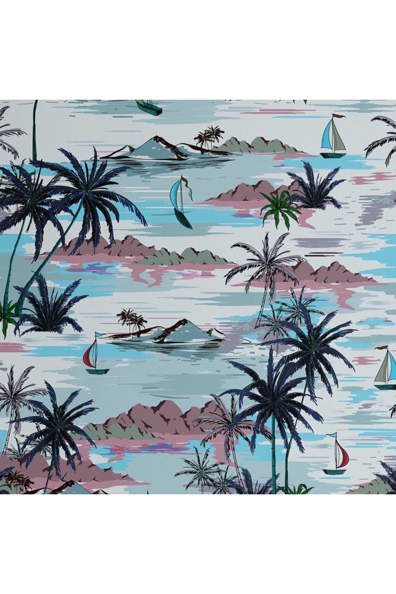 Peel & Stick Vinyl Wallpaper, Coastal Island Wallpaper Contact Paper Waterproof - Blue, 25"X 60", Removable Wall Covering For Home Decor In Bedrooms, Renter Spaces, Cabinets