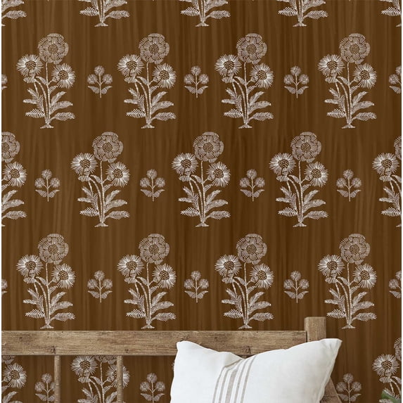S4Sassy Peel & Stick Vinyl Wallpaper, Dahlia Print Wall Paper Contact Paper Waterproof - Green, 25"x360", Removable Asian Style Covering for in Bedrooms & Living Areas, Renter Space, Cabinet