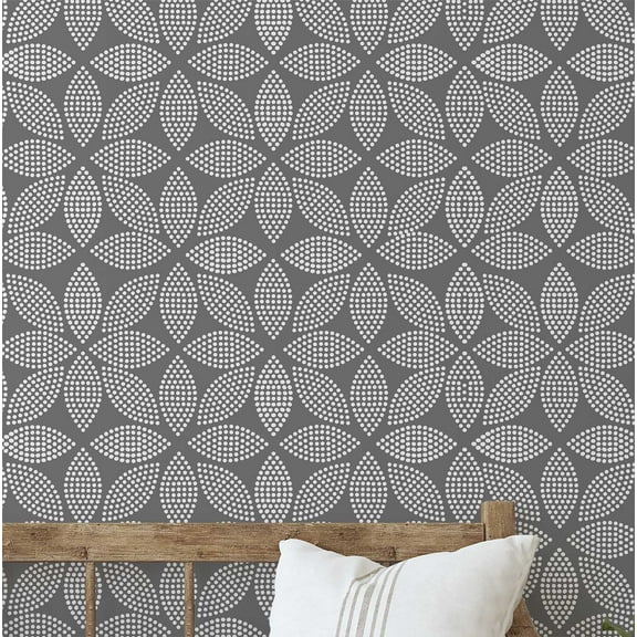 S4Sassy Peel & Stick Vinyl Wallpaper, Dot Blossom Floral Print Contact Paper Waterproof - Grey, 25"x60", Removable Modern Wall Covering for Home Decor in Bedrooms & Living Areas, Renter Spaces