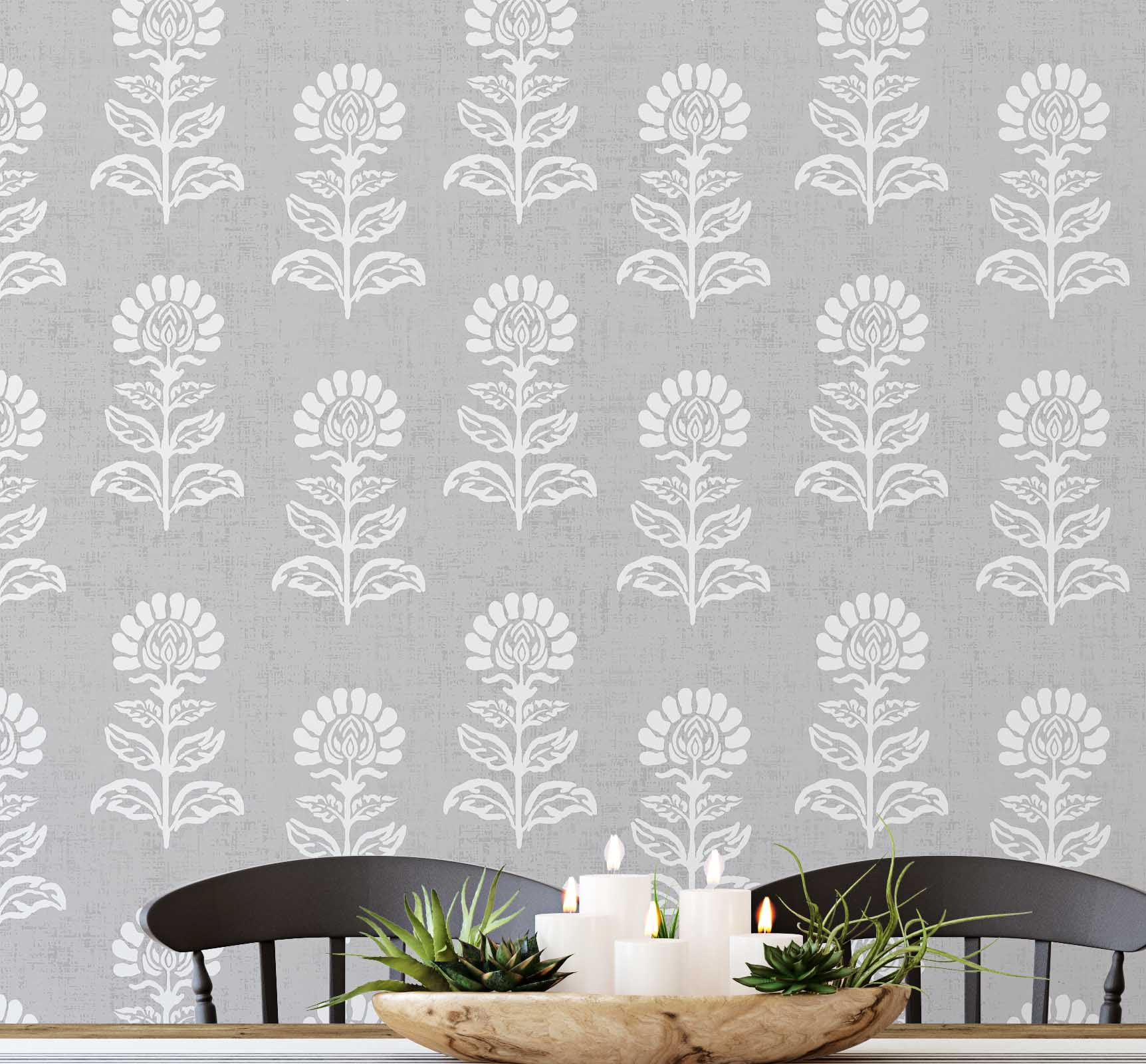 Curated visual reference: Gallery Detail: S4Sassy Peel Stick Vinyl Wallpaper Ethnic Bloom Print Wall Paper