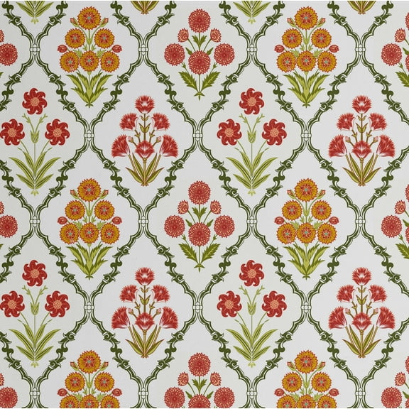 S4Sassy Peel & Stick Vinyl Wallpaper, Floral Trellis Wall Paper Contact Paper Waterproof - Orange, 25"X 60", Removable Asian Style Covering For Home Decor In Bedrooms & Living Areas, Cabinets