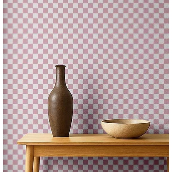 S4Sassy Peel & Stick Vinyl Wallpaper, Urban Chic Checkerboard Print Contact Paper Waterproof - Pink, 25"x240", Removable Modern Wall Covering for Home Decor in Bedrooms & Living Areas