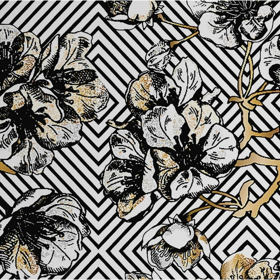 S4Sassy Peel & Stick Vinyl Wallpaper, Urban Chic Floral Geometric Print Contact Paper Waterproof- Black, 25"X 60", Removable Modern Wall Covering For Home Decor In Bedrooms & Living Area