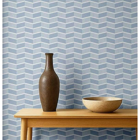 S4Sassy Peel & Stick Vinyl Wallpaper, Urban Chic Geometric Zigzag Print Contact Paper Waterproof - Blue, 25"x60", Removable Modern Wall Covering for Home Decor in Bedrooms & Living Areas