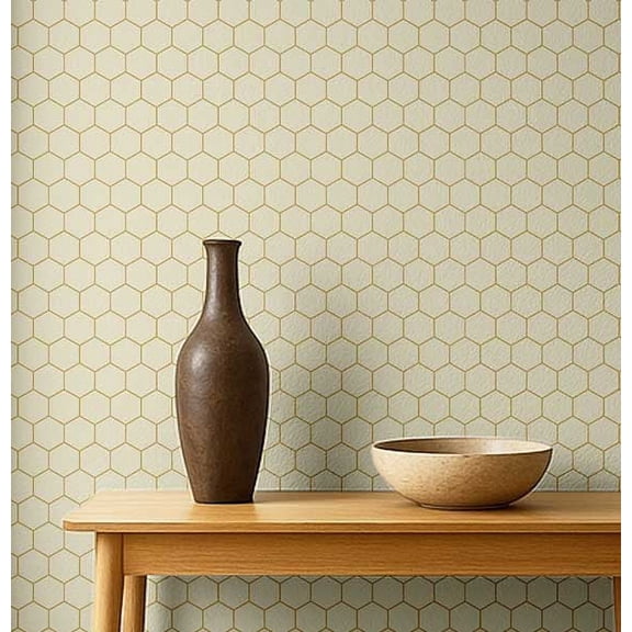 S4Sassy Peel & Stick Vinyl Wallpaper, Urban Chic Honeycomb Hexagon Print Contact Paper Waterproof - Yellow, 25"x360", Removable Modern Wall Covering for Home Decor in Bedrooms & Living Areas