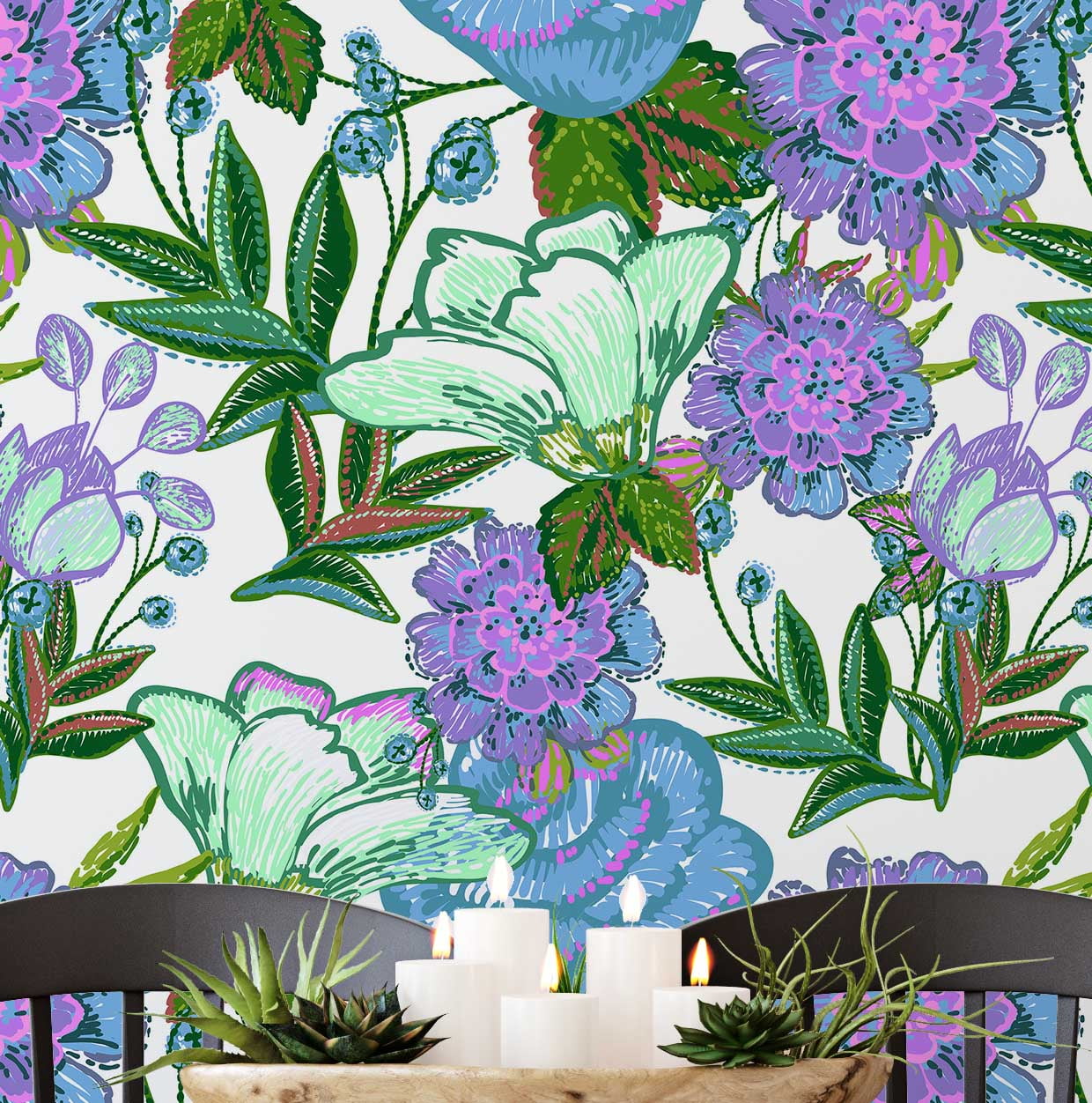 VEELIKE Blue Leaf Peel And Stick Wallpaper Boho Fern Herbs Leaf Contact Paper For Walls Cabinets 17.7''x118'' Blue Tropical Wallpaper Prepasted Removable Renter Friendly Wall Art For Bedroom Bathroom