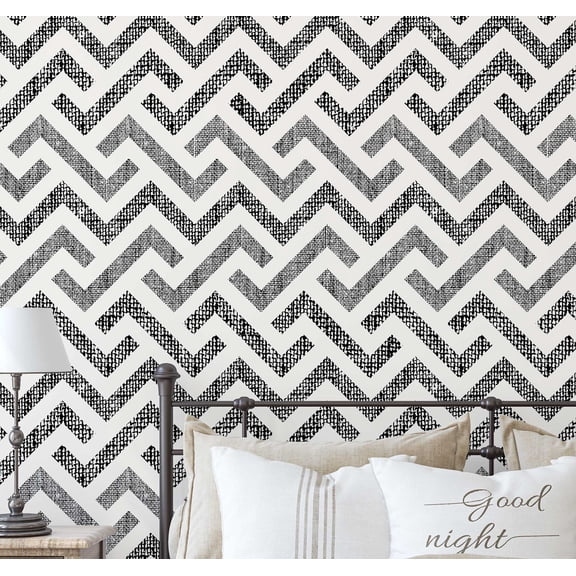 S4Sassy Peel & Stick Vinyl Wallpaper, Woven Zigzag Print Contact Paper Waterproof - Grey, 25"x60", Removable Modern Wall Covering for Home Decor in Bedrooms & Living Areas, Renter Spaces