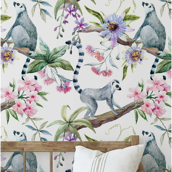 S4Sassy Peel And Stick Wall Covering, Animal & Floral Removable Wallwrap - White Instant Wall Makeover Mural For Bathroom, Laundry Room, Closet Interior - Self-Adhesive Wallpaper Vinyl -25"X120"