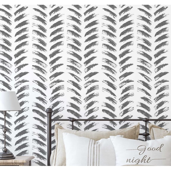 S4Sassy Peel and Stick Wall Covering, Brushstroke Geometric Print Removable Textured Vinyl Wallwrap- Modern Mural, Grey Instant Wallpaper for Bedroom, Bathroom, Laundry Room-25"x120"