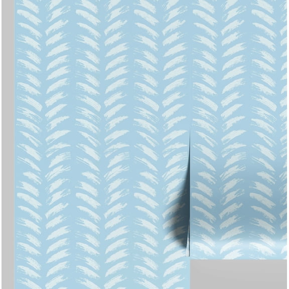 S4Sassy Peel and Stick Wall Covering, Brushstroke Geometric Print Removable Vinyl Wall Wrap - Modern Mural, Blue Instant Wallpaper for Bedroom, Bathroom, Laundry Room, Closet Interior -25"x240" inch