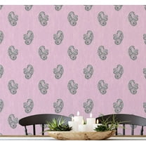 S4Sassy Peel and Stick Wall Covering, Buta Paisley Removable Wall Wrap - Asian Style Mural, Instant for Bathroom, Laundry Room, Closet Interior - Self-Adhesive Wallpaper Vinyl - Pink, 25"x120"