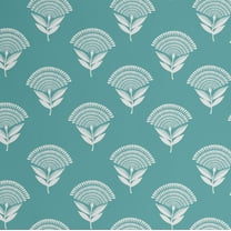 S4Sassy Peel and Stick Wall Covering, Fan Floral Print Removable - Asian Style Walls Mural, Instant Wall Makeover for Bathroom, Closet Interior - Self-Adhesive Wallpaper Vinyl - Turquoise, 25"x60"