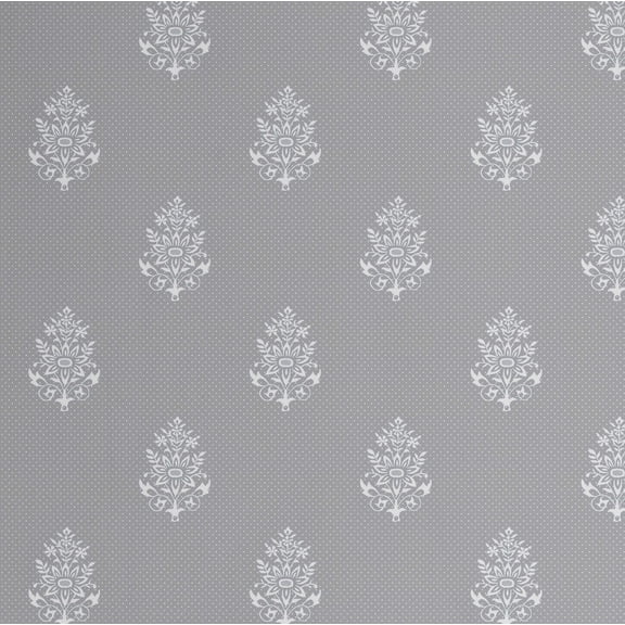S4Sassy Peel and Stick Wall Covering, Floral Buti Print Removable Walls Wrap- Asian Style Walls Mural, Instant Wall Makeover for Bathroom, Closet Interior Self-Adhesive Vinyl- Gray, 25"x120"