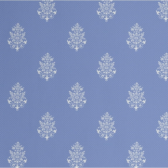 S4Sassy Peel and Stick Wall Covering, Floral Buti Print Removable Walls Wrap- Asian Style Walls Mural, Instant Wall Makeover for Bathroom, Closet Interior Self-Adhesive Wallpaper Vinyl- Blue, 25"x60"