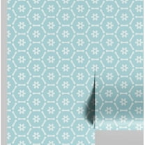 S4Sassy Peel and Stick Wall Covering, Floral Hexagon Print Removable Vinyl Wallwrap - Modern Wall Mural, Blue Instant Walls Makeover Wallpaper for Bedroom, Bathroom, Laundry Room - 25"x60" inch
