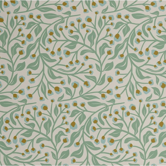 S4Sassy Peel and Stick Wall Covering, Floral Vine Print Removable Walls Wrap - Green Instant Wall Makeover Mural for Bathroom, Laundry Room, Closet Interior - Self-Adhesive Vinyl - 25"x60"