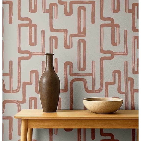 S4Sassy Peel and Stick Wall Covering, Geometric Maze Print Removable Vinyl Wallwrap - Modern Wall Mural, White Instant Walls Makeover Wallpaper for Bedroom, Bathroom, Laundry Room - 25"x60" inch