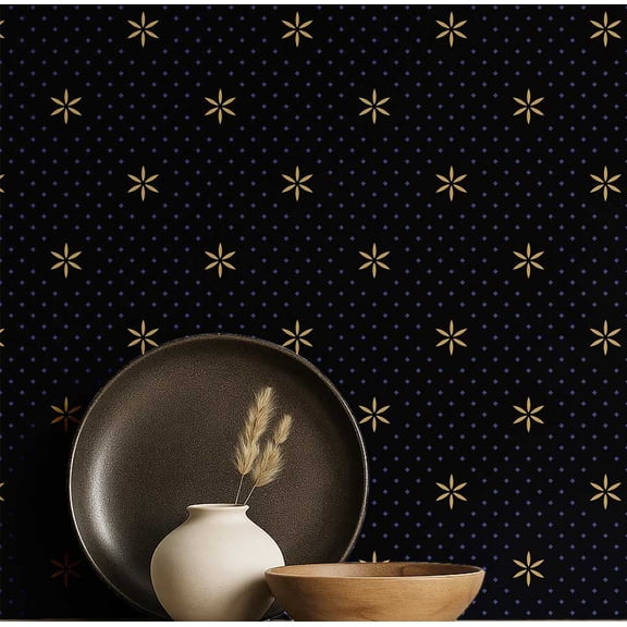 S4Sassy Peel And Stick Wall Covering, Minimal Star Dot Print Removable Wall Wrap - Blue Mural For Vintage Farmhouse Decor, Bathroom, Laundry Room - Self-Adhesive Removable Wallpaper Vinyl (25"X 60")