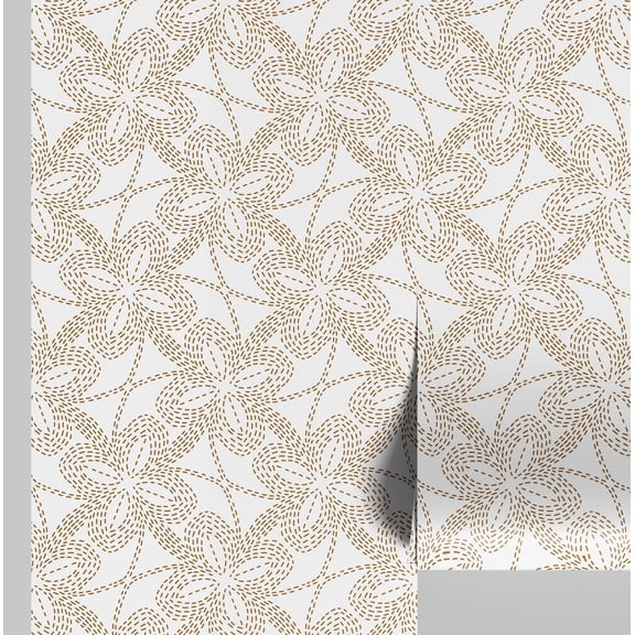 S4Sassy Peel and Stick Wall Covering, Petal Swirl Print Removable Vinyl Wallwrap - Modern Wall Mural, White Instant Walls Makeover Wallpaper for Bedroom, Bathroom, Laundry Room - 25"x60" inch