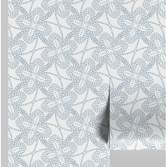 S4Sassy Peel and Stick Wall Covering, Petal Swirl Print Removable Vinyl Wallwrap - Modern Wall Mural, White Instant Walls Makeover Wallpaper for Bedroom, Bathroom, Laundry Room - 25"x360" inch