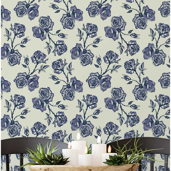 S4Sassy Peel And Stick Wall Covering, Sketched Rose Removable Wallwrap - Beige Instant Wall Makeover Mural For Bathroom, Laundry Room, Closet Interior - Self-Adhesive Wallpaper Vinyl -25"X 60"