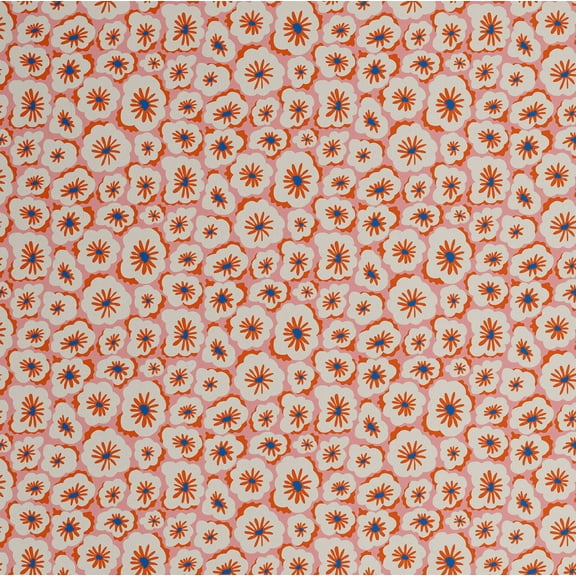 S4Sassy Peel and Stick Wall Covering, Urban Chic Retro Floral Print Removable Vinyl - Modern Walls Mural, Orange Instant Wall Makeover Wallpaper for Bedroom, Bathroom, Closet Interior -25"x60"