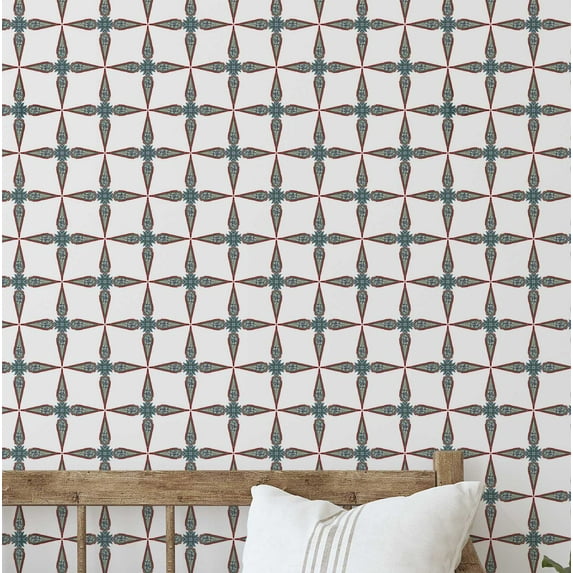 S4Sassy Peel and Stick Wall Covering, Urban Chic Starburst Floral Print Removable Vinyl - Modern Walls Mural, White Instant Wall Makeover Wallpaper for Bedroom, Bathroom, Closet Interior -25"x360"