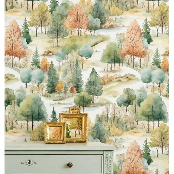 S4Sassy Peel and Stick Wall Covering, Watercolor Jungle Print Removable - Multi Kids Room Walls Mural, Instant Wall Makeover Sticker for Kids Room, Self-Adhesive Removable Wallpaper Vinyl - 25"x240"