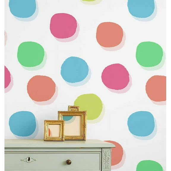 S4Sassy Polka Dots Wallpaper - Multi Wall Covering, 25" x 60" Self-Adhesive Vinyl Walls Paper, Wallwrap, Easy DIY Wall Covering For Kids Bedroom, Kids room wall decor, Playroom wallpaper