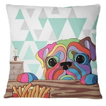S4Sassy Pug Dog Print Decorative MultiColour Square Cushion Cover Pillow Case -12 x 12 Inches