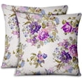 thumbnail image 1 of S4Sassy Purple Cotton Poplin Leaves,Lilac & Peony Decorative Throw Square Pillow Case Sofa Cushion Cover 2Pcs-12 x 12, 1 of 3