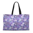 thumbnail image 1 of S4Sassy Purple Lilac & Peony Floral Printed Canvas Large Tote Bag for Beach Shopping Groceries Books 12x16 Inches, 1 of 1