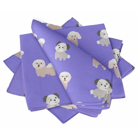 "S4Sassy Purple Puppies Dog Holiday Parties Cloth Table Linen Re-Usable Dinner Napkins Set 18 x 18""(Pack of 4)"