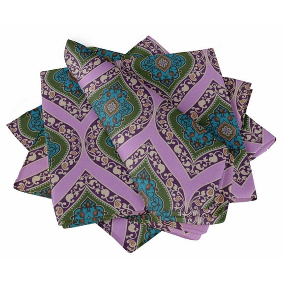 "S4Sassy Purple Seamless Damask Printed Napkin Basic Everyday Use Table Linen Dinning Set 20 x 20""(Pack of 6)"