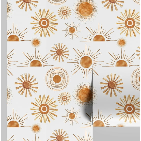 S4Sassy Radiant Sunburst Wallpaper- White Wall Covering, 25" x 240" Self-Adhesive Textured Vinyl Walls Paper, Wallwrap, DIY Wall Covering For Boho aesthetic wall decor, Living Room, Living Spaces