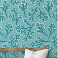 thumbnail image 1 of S4Sassy Removable Nature-Inspired Waterproof Wall Wrap, Plain Finish Wallcover, Botanical Twig Print Contact Paper For Walls, Dresser, Self Adhesive Vinyl Wallpaper Roll- Teal(25"X60"), 1 of 9