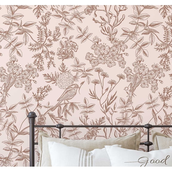 S4Sassy Removable Nature-inspired Waterproof Wall Wrap, Textured Finish Wallcover, Soft Watercolor Wildflowers Contact Paper for Walls, Dresser, Self Adhesive Vinyl Wallpaper Roll- Brown (25"x360")