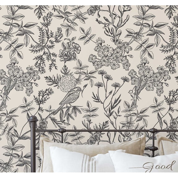 S4Sassy Removable Nature-inspired Waterproof Wall Wrap, Wallcover, Soft Watercolor Wildflowers Contact Paper for Walls, Cabinets, Dresser, Self Adhesive Vinyl Wallpaper Roll- Beige (25"x60")