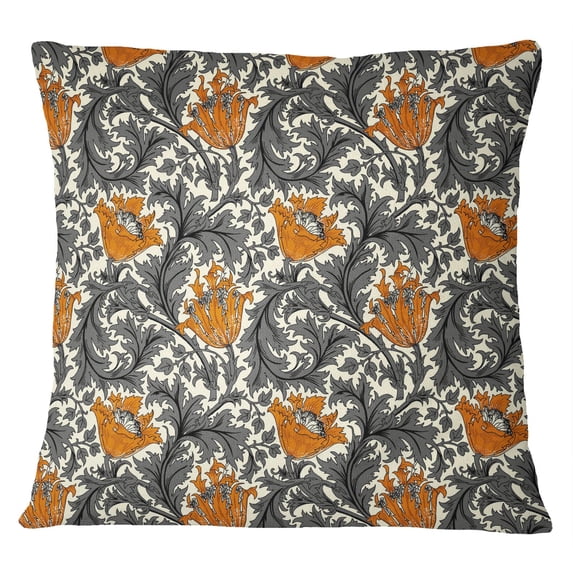 S4Sassy Rust Orange 2 Pcs Floral Print Home Decor Cotton Poplin Square Cushion Cover-22 x 22 Inches